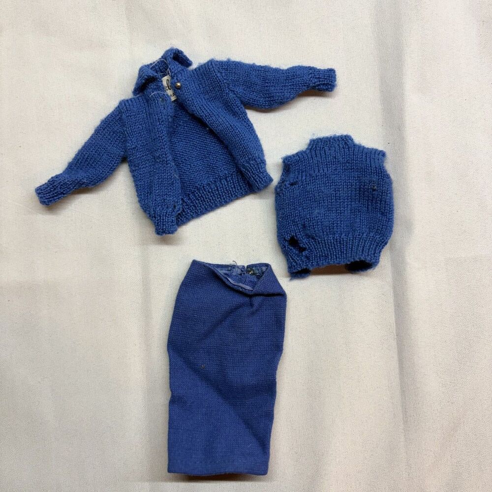 Tlc Vintage Barbie Fashion Knitting Pretty #957 Royal Blue 1963 Mattel